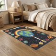 thumbnail image 2 of ODIKA 5'x7' Ultra-Soft Area Rug, Arc Orbiting Border Plane Educational Motifs Cartoon Galaxy Rocket Flowing None Washable, Bare feet friendly, Silk-Touch for Bedroom Home office, 2 of 7