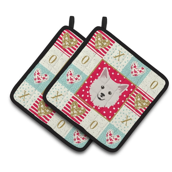 Carolines Treasures CK5208PTHD Italian Spitz Love Pair of Pot Holders, 7.5HX7.5W, multicolor