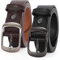 thumbnail image 1 of 2 Paquets De Ceinture En Cuir Denim Pour Femme (noir Et Marron, 120 Cm De Long) Ceinture Pour Femme En Cuir Tendance, Ceinture Dcorative Boucle A, 1 of 5