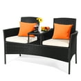 thumbnail image 4 of Gymax One piece Rattan Sofa Set Garden Lawn conjoined Cushioned Seat Furniture, 4 of 9
