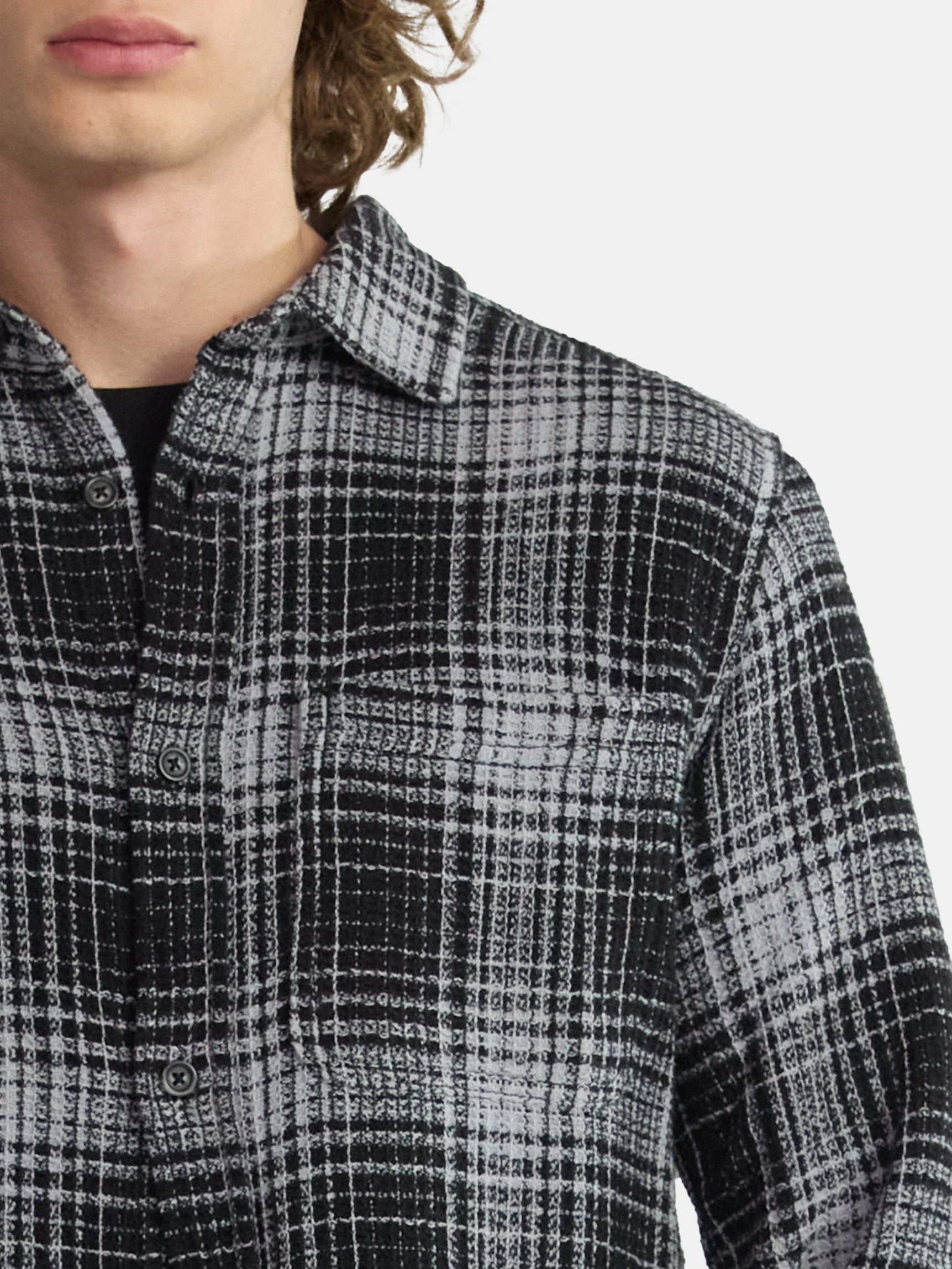 No Boundaries Men's & Big Men's Long Sleeve Textured Shirt , Sizes XS-5XL