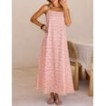 thumbnail image 3 of Merokeety Womens Summer Spaghetti Maxi Dress Sleeveless Floral Lace Eyelet Beach Sundress Pink L Pink l, 3 of 6