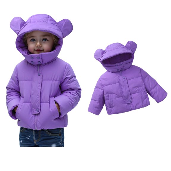 Baby Boys Girls Winter Coat,Little Boys Girls Puffer Coat Cute Bear Ear Hooded Jacket Long Sleeve Light Winter Coats for Kids Baby Girls Winter Down Coat Baby Winter Coat