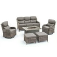 thumbnail image 2 of Unnifurnzi 6 Pieces Outdoor Furniture with Fire Pit-All Weather Wicker Outdoor Swivel Chair Outdoor Couch with Outdoor Ottoman Outdoor Patio Furniture for Deck Porch Poolside-Gray/Gray, 2 of 7