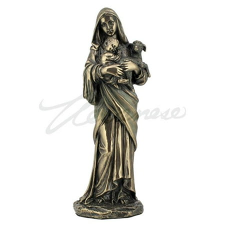 Child Bronze Figurine - Unicorn Studios WU76256A4 Mary with Child & Lamb Cold Cast Bronze Figurine