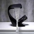 thumbnail image 2 of Grifo de lavabo de un solo orificio con cascada, grifo de latón para lavabo de baño, grifo de lavabo de bañera de diseño de lujo (negro, 1813 cm), 2 of 4