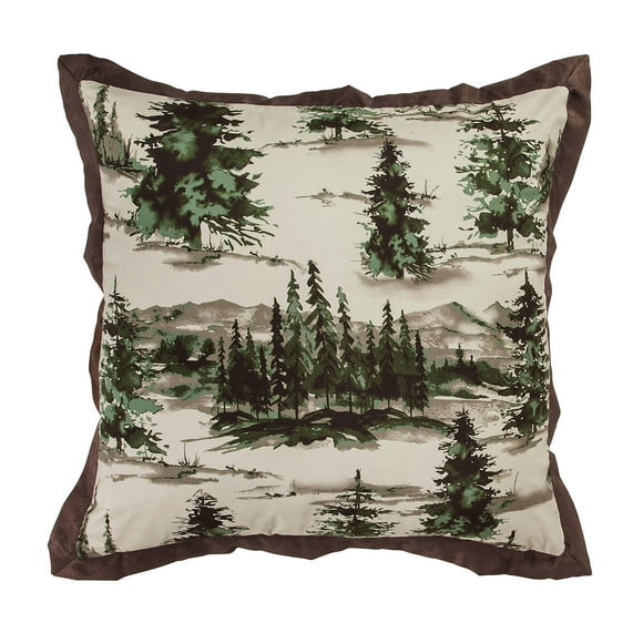 Paseo Road Cabin Beddingc, 27x27 inch, Pine Trees Forest Bedding, Woodland Nature Western Rustic Lodge Euro Pillow Covers