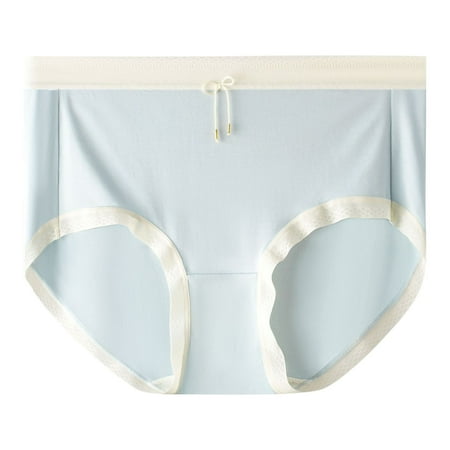 Ashirexll Underwear Women  Silk Underwear for Women Solid Color Lightweight Traceless Breathable Comfortable Mid Waist Panties for Women Light Blue B Free Size