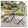 thumbnail image 6 of Patio Rattan Bistro Set - 3 Piece Outdoor Dining Set with Table & 2 Chairs - Folding PE Rattan Furniture for Garden, Balcony, Poolside - Black Frame, White/Blue, 6 of 9
