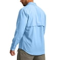 thumbnail image 3 of Havenx Men's Long Sleeves Fishing Shirts Button Down Lapel Collar Shirts with Zipper Pockets Solid Color Clothes Cooling Camping Travel Summer Outdoor Clothing,Light Blue 3XL, 3 of 3