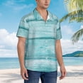 thumbnail image 4 of Haiem Teal Turquoise Wood Printed Hawaiian Shirt for Men - Men’s Casual Beach Summer Shirts - Stretch Fabric with Modern Fit-Large, 4 of 7