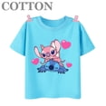 thumbnail image 3 of Camisetas de algodón para niños de moda de verano con múltiples estampados de manga corta y cuello redondo de Disney Stitch Anime, 3 of 5
