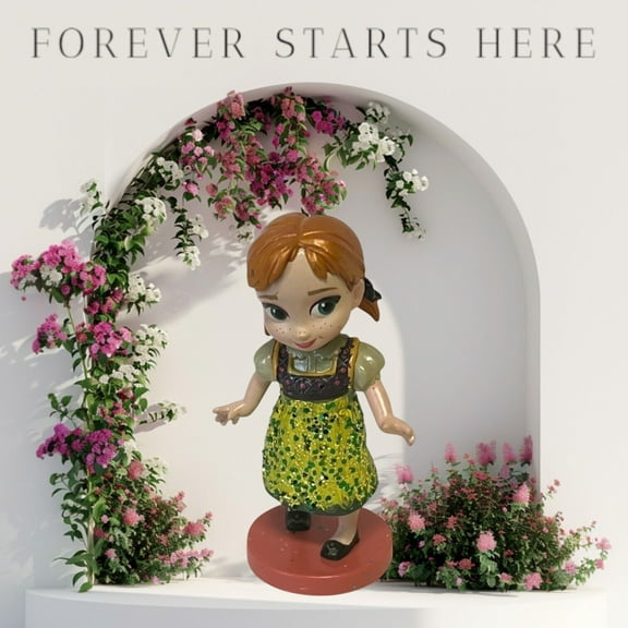 GLITTER BABY ANNA Wedding Cake Topper PVC 3" Figure Figurine Frozen Elsa Sister