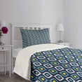 thumbnail image 3 of Ambesonne Hippie Quilted Bedspread Set 2 Pcs, Abstract Leaf Form Spots, Twin Size, Dark Blue Yellow White, 3 of 5