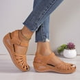 thumbnail image 6 of Womens Sandals Summer New Large Size Daily Hollow Bun Midheel Paste Women's Wedge Sandals, 6 of 7