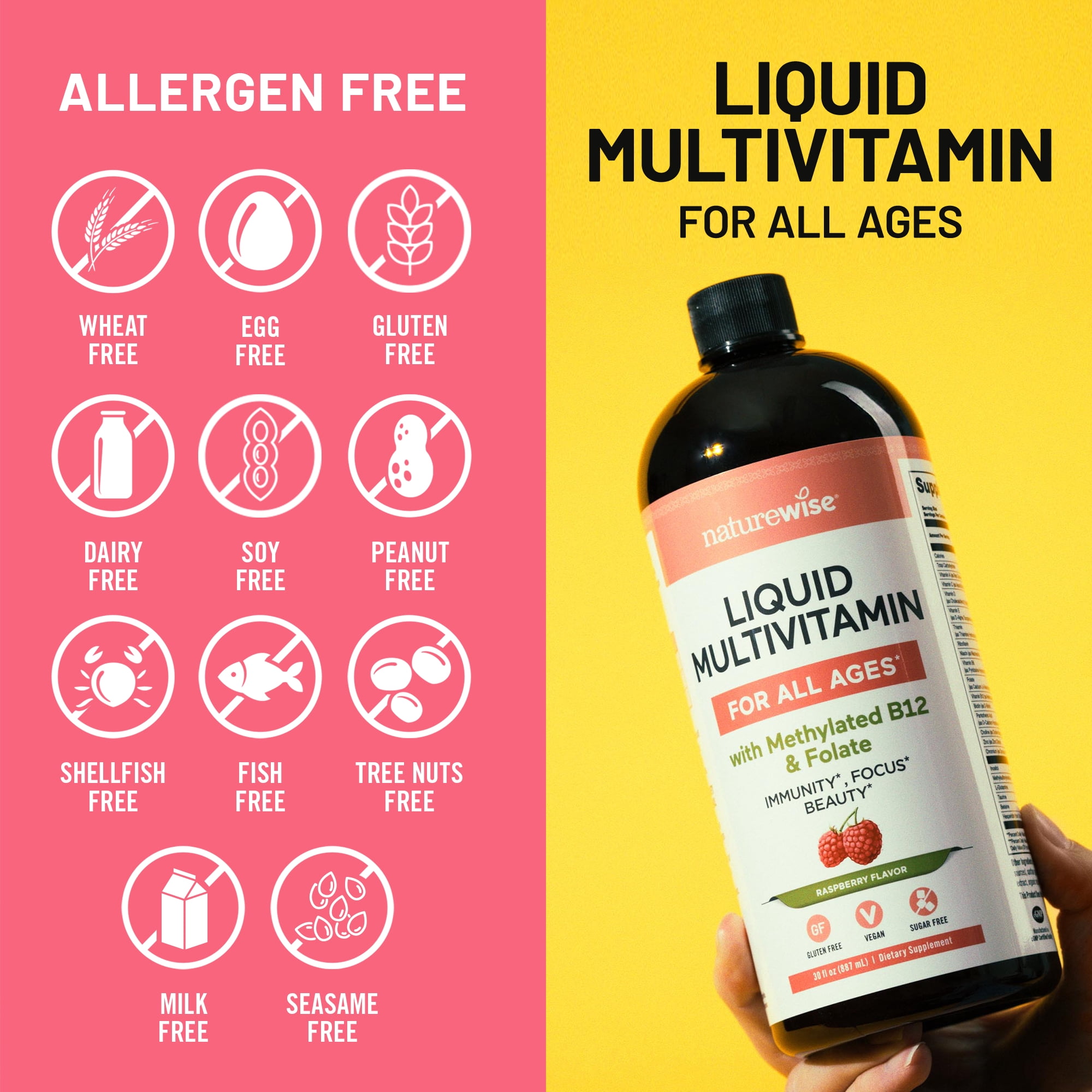 NatureWise Liquid Multivitamin - All Ages - Sugar Free, Vegan - 30 fl oz[30 Servings]