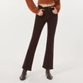 thumbnail image 4 of Pantalons Tendance pour Femmes Jean Évasé Classique Taille Haute Ajusté avec Poches P-42 Café m, 4 of 7