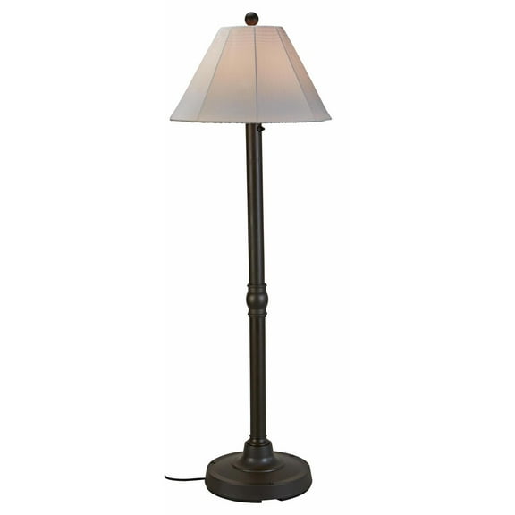 Malibu 60" Outdoor Floor Lamp With 2" Resin Body And Canvas Sunbrella Shade Cover-Color:Bronze/Natural