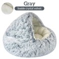 thumbnail image 4 of Cama de invierno larga de felpa para mascotas, cojín redondo para mascotas, casa para gatos, saco de dormir cálido 2 en 1 para mascotas, nido para mascotas pequeñas A, 4 of 5