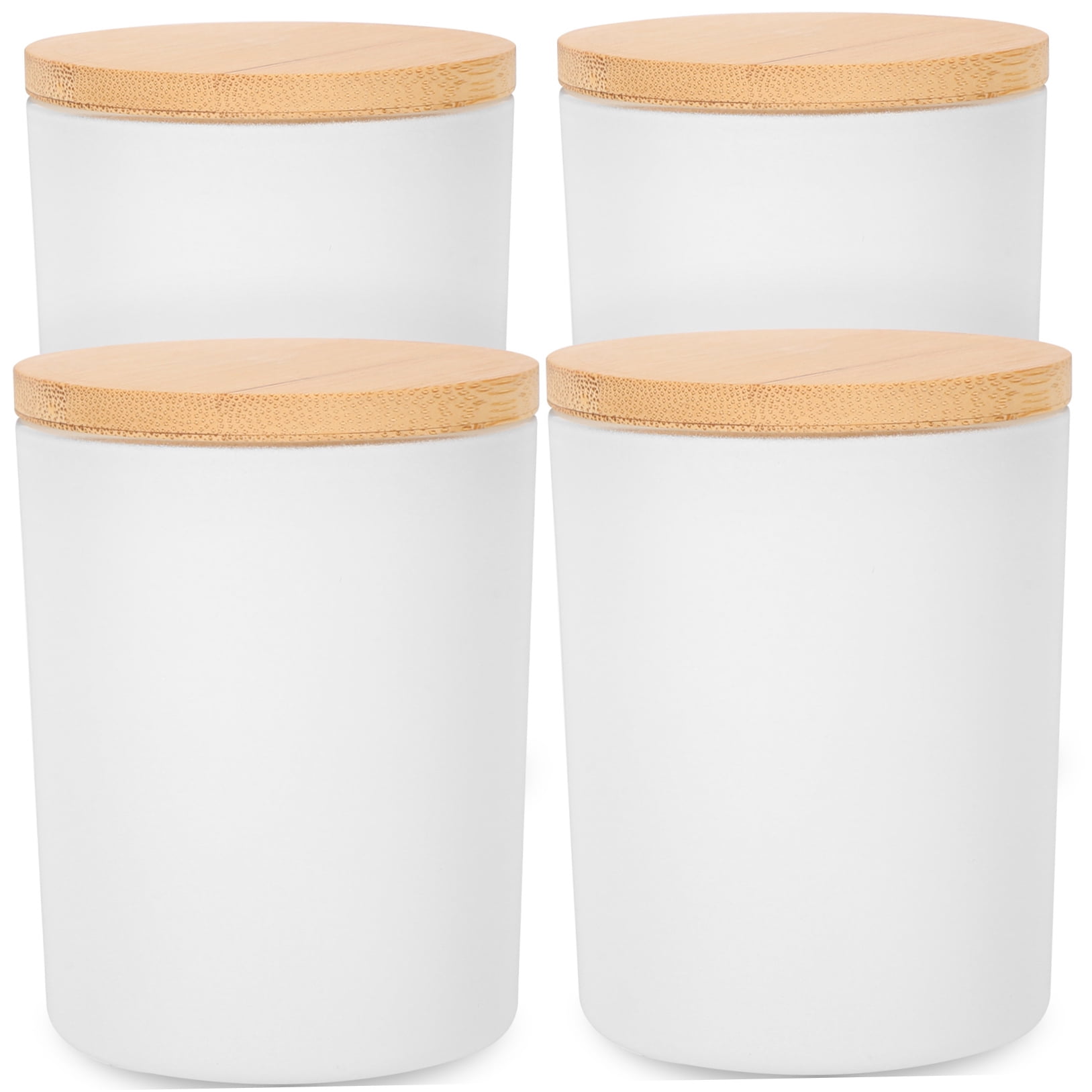 WRISTBIQUE Round Glass Tins with Lids Aromatherapy Scented Candle Container White 4 Sets