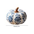thumbnail image 2 of Blue White Floral Fabric Pumpkin Ornament, Stuffed Cloth Pumpkin Tabletop Decor, Farmhouse Indoor Decorative Pumpkin for Halloween Thanksgiving Shelf Mantel Home Display, 2 of 8