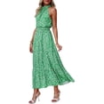 thumbnail image 5 of Sleeveless Women Halter Floral Boho Sun Vacation Long Maxi Summer Dresses, 5 of 6