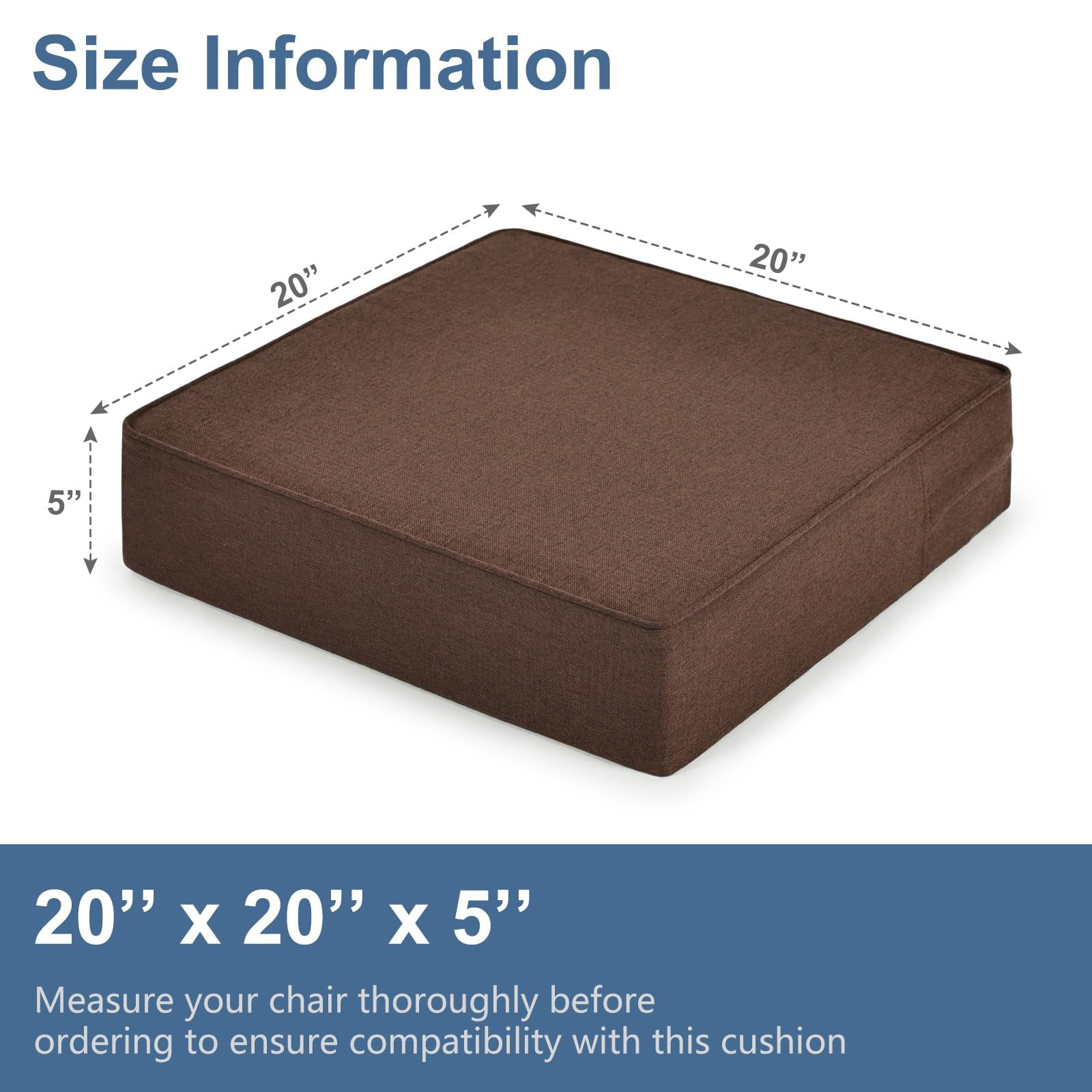 Shinnwa Extra Large Recliner Cushion for Elderly Dual-layer Memory Foam Seat Cushion 20 x 20 x 5 Inch Thick Riser Chair Cushion for Couch Armchair, Brown