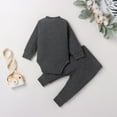 thumbnail image 3 of OUSITAID Winter Newborn Baby Boy Girl Clothes Set Ribbed Outfits Unisex Infant Solid Cotton Button Long Sleeve Tops Pants 2PCS, 3 of 6