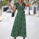 thumbnail image 4 of Gibobby Vestidos para Mujer Casuales Vestidos casuales de verano para mujer Vestido de manga corta con estampado de flores Vestido casual de playa(Verde,G), 4 of 5