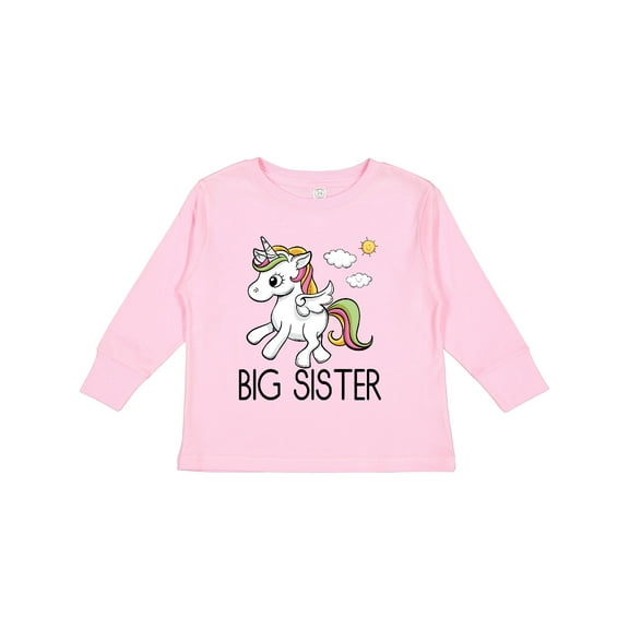 Inktastic Big Sister Unicorn Girls Long Sleeve Toddler T-Shirt
