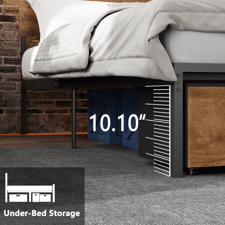 Satifur Full Size Bed Frame with Storage Drawers & LED Lights, Rustic Brown photo 8