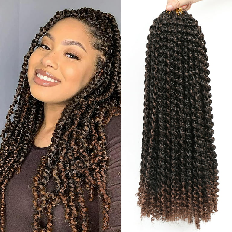 Passion Twist Hair 18 Inch 6 Packs Water Wave Crochet Hair Passion Twists  Braiding Hair Spring Twist Hair Crochet Braids Hair Extension(T1B/30)
