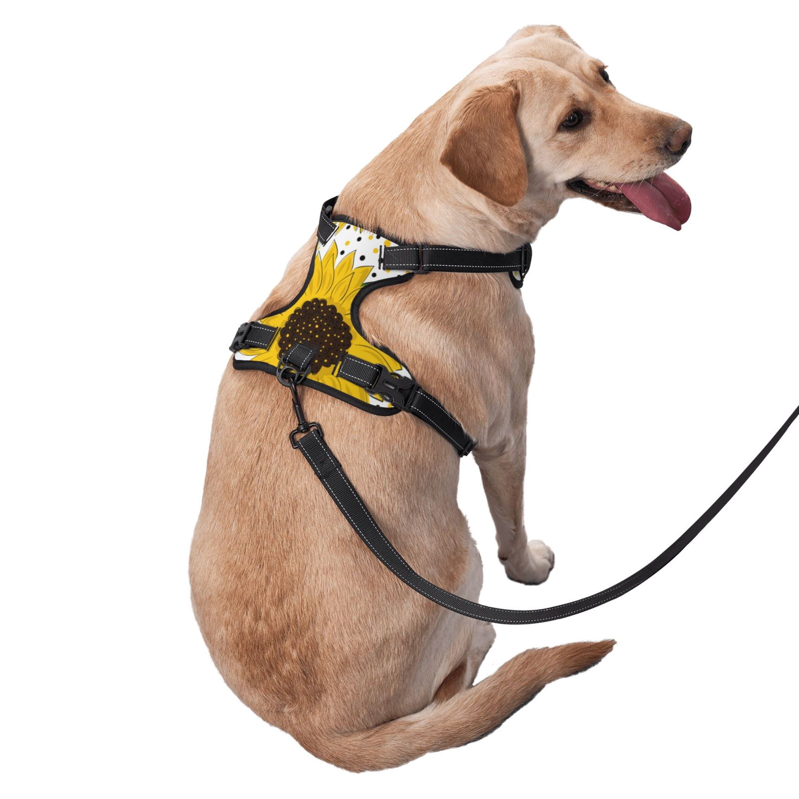 Fuzoiu Sunflowers Print Reflective Dog Harness,Adjustable, Breathable Pet Vest,Dog Harness No Pull,No Choke Pet Vest for Small, Medium, and Large Dogs-Small