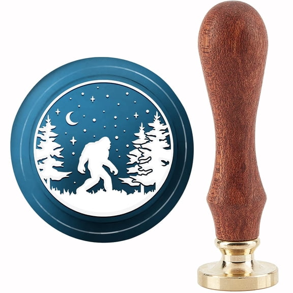 Forest Wax Seal Stamp Sasquatch Sealing Wax Stamps 30mm Retro Vintage Removable Brass Stamp Head with Wood Handle DIY