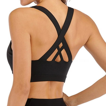 

Women s Sports Bra Sports Vest Comfortable No Steel Rim Shockproof Beautiful Back Fitness Vest Black L