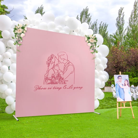 ToppiJoy 2*0.5*2m Wedding Backdrop Stand, Flower Metal Stand Kit, Balloon Arch Frame Kit with Cloth Cover, Square Backdrop Stand for Party Decorations, (White, Pink)