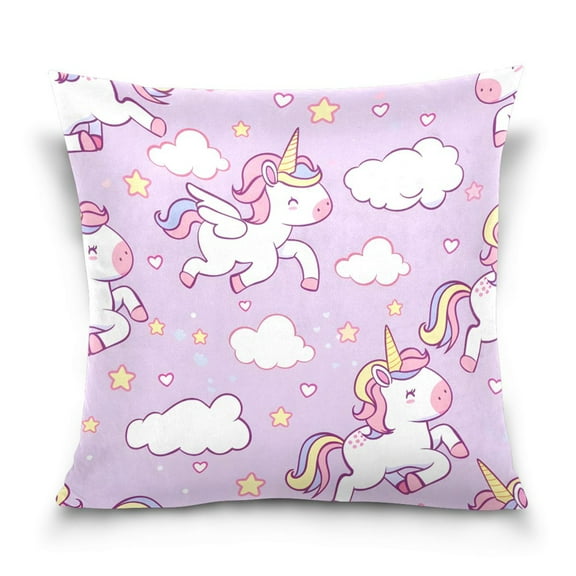 Cartoon Cute Unicorn Throw Pillow Covers Couch Pillowcases Decor for Bed Sofa 16" x 16"