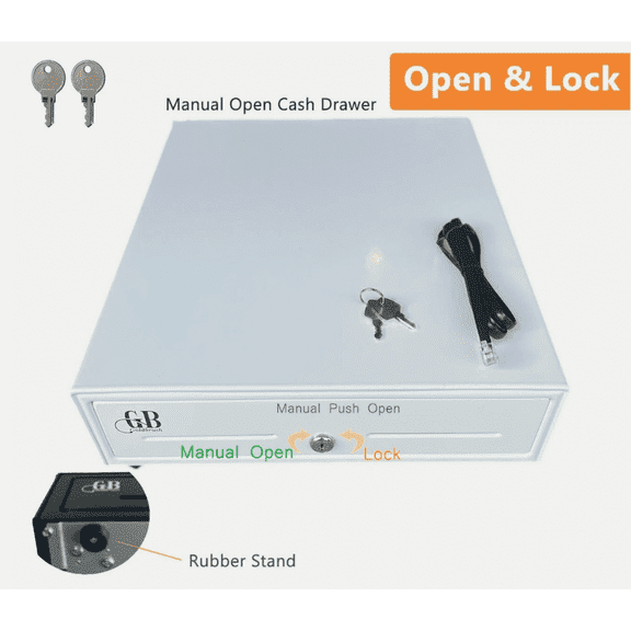 GoldBrush Lockable Cash Drawer Includes Lock and Key, 5 Bill, 5 Coin Compartments, 16.1" x 16.5" x 4", Black