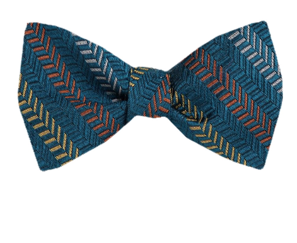 Dark Red & Blue Patterned Microfiber Pre-Tied Bow Tie For Men - Ready-to-Wear Formal Accessory By Dan Smith
