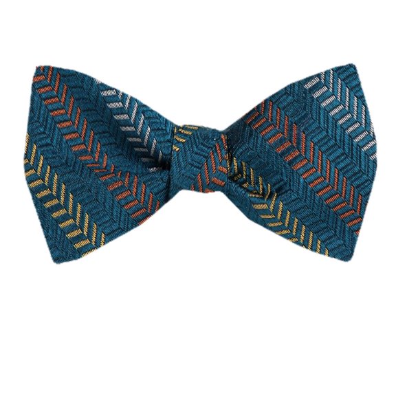 Men's Blue and Navy Silk Pattern Self Tie Bowtie Tie Yourself Bow Ties