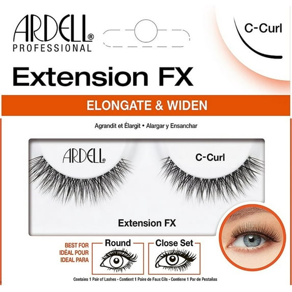 Ardell Professionals Extension FX C Curl False Eye Lashes to Elongate & Widen Eyes 1 ea (Pack of 6)
