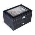 thumbnail image 3 of Caja de reloj Estuche de reloj con cajón Organizador de joyas de cuero PU portátil para hombres y mujeres Organizador de relojes para anillos Pendient, 3 of 8