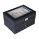 thumbnail image 3 of Caja de reloj con cajón portátil para hombre y mujer, organizador de joyas de cuero PU, organizador de relojes para anillos, pendientes y pulseras, 3 of 9