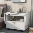 thumbnail image 3 of CLearance! Foldable Bedroom Nightstand with 2 Drawers,USB Charging Design,White, 3 of 9