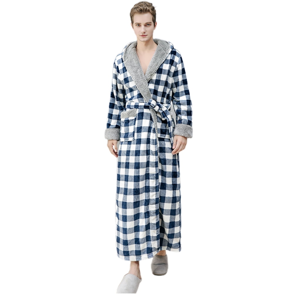 Winter Men's Thick Flannel Warm Sleepwear Long Nightgowns Pajamas Bathing Robes