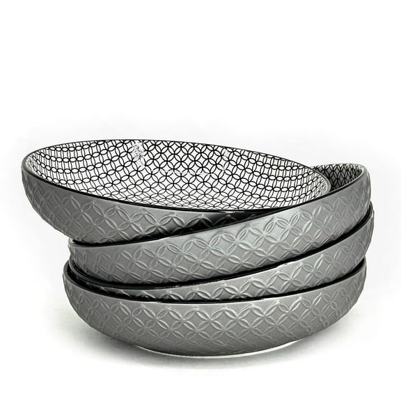BIA S/4 Textured Shallow Bowls, Grey