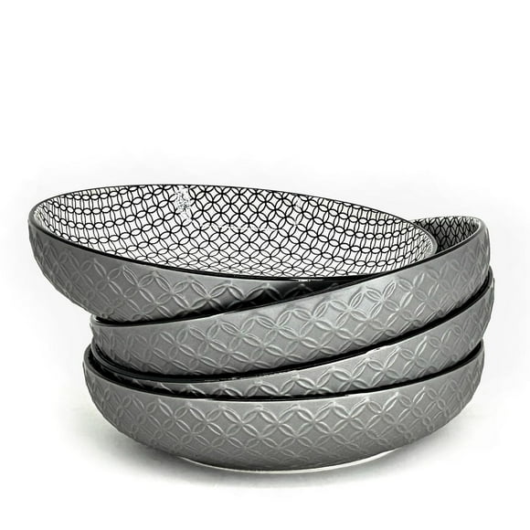 BIA S/4 Textured Shallow Bowls, Grey
