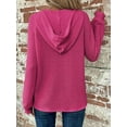 thumbnail image 3 of SIEANE Women's Hoodie Oversized Waffle Knit Tops Henley Casual Shirts Long Sleeve V Neck Solid Color Casual Tunic Sweatshirt S-2XL, 3 of 5