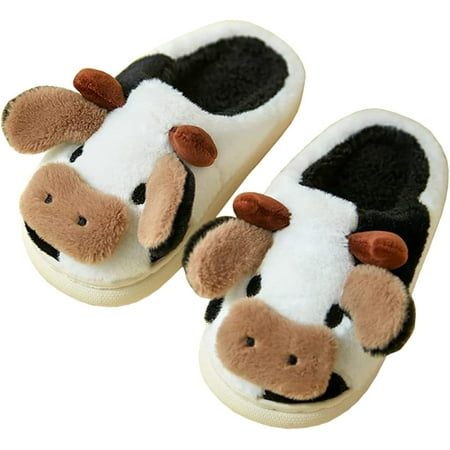 

CoCopeanut Cartoon Cow Cotton Slippers Winter Indoor Outdoor Slippers for Girls Boys