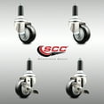 thumbnail image 2 of 3 Inch 316SS Black Poly Swivel 1-1/8 Inch Expanding Stem Caster Set 2 Brake SCC, 2 of 2